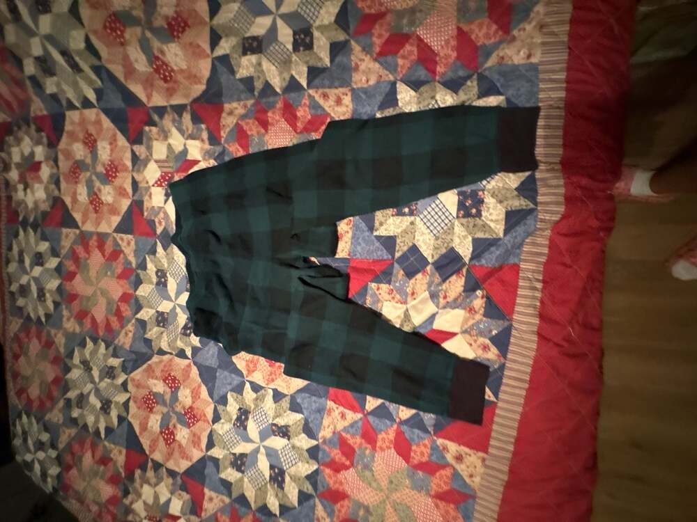PJ Place Waffle Knit Plaid Pajama Pants Green Black Size Large ct